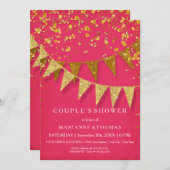 Invitation Bannière moderne Pennant avec confettis scintillan (Devant / Derrière)