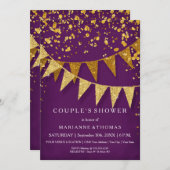 Invitation Bannière moderne Pennant avec confettis scintillan (Devant / Derrière)