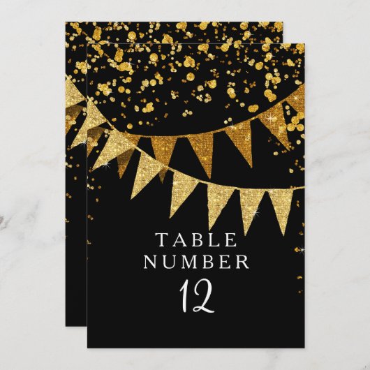 Invitation Bannière moderne Pennant avec confettis scintillan (Devant / Derrière)