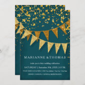 Invitation Bannière moderne Pennant avec Parties scintillant  (Devant / Derrière)