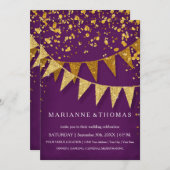 Invitation Bannière moderne Pennant avec Parties scintillant  (Devant / Derrière)