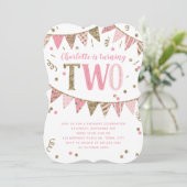 Invitation Bannière Parties scintillant rose et or Deuxième f (Debout devant)