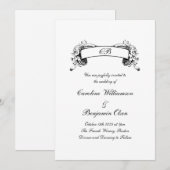 Invitation Bannière Romantique Élégante Mariage Noir et Blanc (Devant / Derrière)