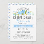 Invitation Bannière Rose Brunch Fête de l'mariée Bleu (Devant / Derrière)