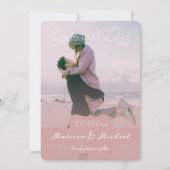 Invitation Bannière Rose Doux Photo Enregistrer La Date Annon (Devant)