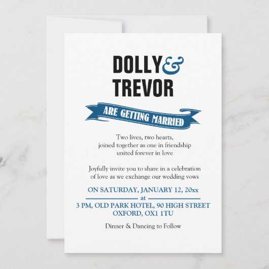 Invitation Bannière ruban PixDezines/bleu (Devant)