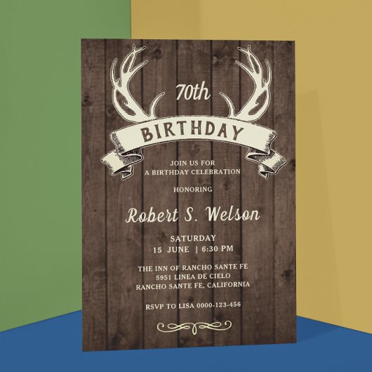 Invitation Bannière Rustique Antlers Barnwood Hommes