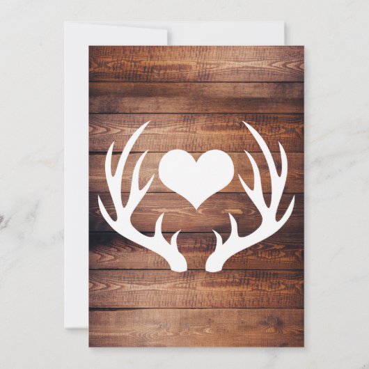 Invitation Bannière rustique en bois et cerfs blancs Antlers (Dos)