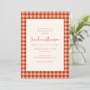 Invitation Baño de mariage Bohème Terracotta Gingham Carreaux
