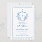 Invitation Bap Monogramme Crest Bleu Classique (Devant)