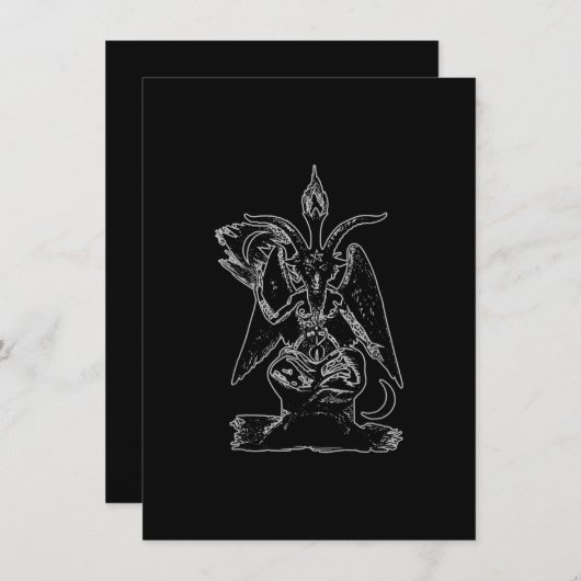 Invitation Baphomet Chèvre Satan Black Magie Lucifer Occulte (Devant / Derrière)