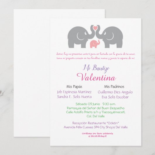 invitation baptême (Devant / Derrière)