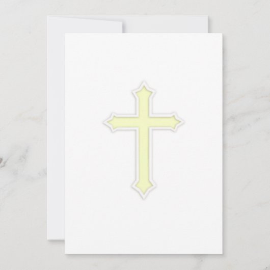 Invitation Baptême 1ère communion Confirmation Croix Jaune (Devant)