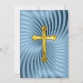 Invitation Baptême 1ère communion Confirmation Or Bleu (Devant)