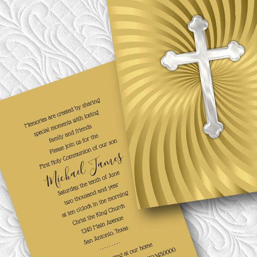 Invitation Baptême 1ère communion Confirmation Pearl d'or