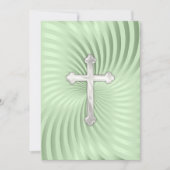 Invitation Baptême 1ère communion Confirmation Perle verte (Devant)