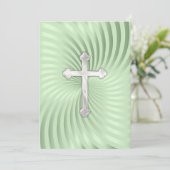 Invitation Baptême 1ère communion Confirmation Perle verte (Debout devant)