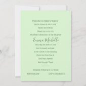 Invitation Baptême 1ère communion Confirmation Perle verte (Dos)