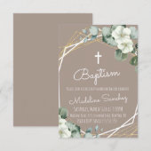 Invitation Baptême à l'aquarelle Eucalyptus Dédicace de bébé (Devant / Derrière)