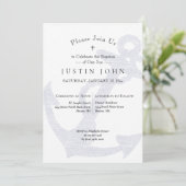 Invitation Baptême Ancre nautique Blue Boy (Debout devant)