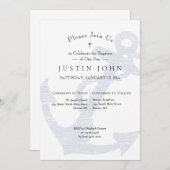 Invitation Baptême Ancre nautique Blue Boy (Devant / Derrière)