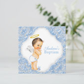 Invitation Baptême Ange Bleu Garçons (Debout devant)