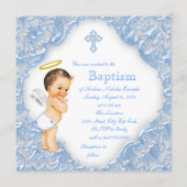 Invitation Baptême Ange Bleu Garçons (Dos)