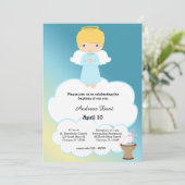 Invitation Baptême Angel garçon (Debout devant)