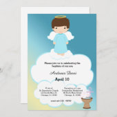 Invitation Baptême Angel garçon (Devant / Derrière)