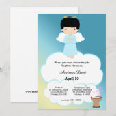 Invitation Baptême Angel garçon (Devant / Derrière)