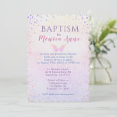 Invitation Baptême | Angel Wings & Rainbow Confetti (Debout devant)