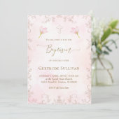 Invitation baptême aquarelle rose (Debout devant)