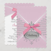 Invitation Baptême Arc en Diamant Rose (Devant / Derrière)