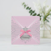 Invitation Baptême Arc en Diamant Rose (Debout devant)