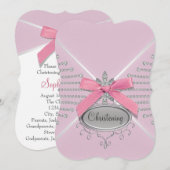Invitation Baptême Arc en Diamant Rose (Devant / Derrière)