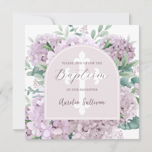 Invitation Baptême Arc Hydrangea (Devant)