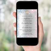 Invitation Baptême argent bleu rose jumeaux garçon fille luxe