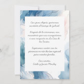 Invitation Baptême avec photo à l'aquarelle bleue (Dos)