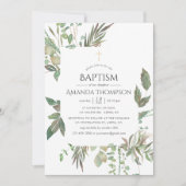 Invitation Baptême avec verdure (Devant)