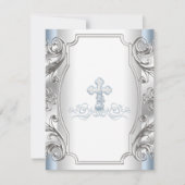 Invitation Baptême Baby Blue Croix d'Argent (Devant)