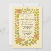 Invitation \Baptême Baby Guardian Angel Floral (Devant)