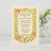 Invitation \Baptême Baby Guardian Angel Floral (Debout devant)