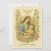 Invitation \Baptême Baby Guardian Angel Floral (Dos)