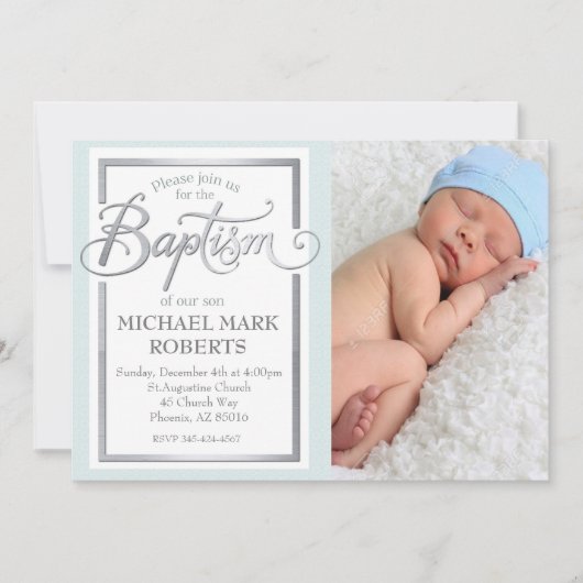 Invitation Baptême, Baptême, Baptême De Garçon (Devant)