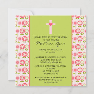 Invitation Baptême Baptême Bébée en jolies fleurs