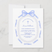 Invitation Baptême Baptême du cadre de ruban bleu (Devant)