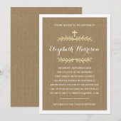 Invitation Baptême/baptême rustiques du papier d'emballage | (Devant / Derrière)