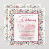 Invitation Baptême baptisant Croix de Bourgogne florale (Devant / Derrière)