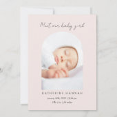 Invitation Baptême Bébé Arc Rose Moderne  (Dos)