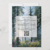 Invitation Baptême Bébé Code QR Forêt Florale Aquarelle (Dos)